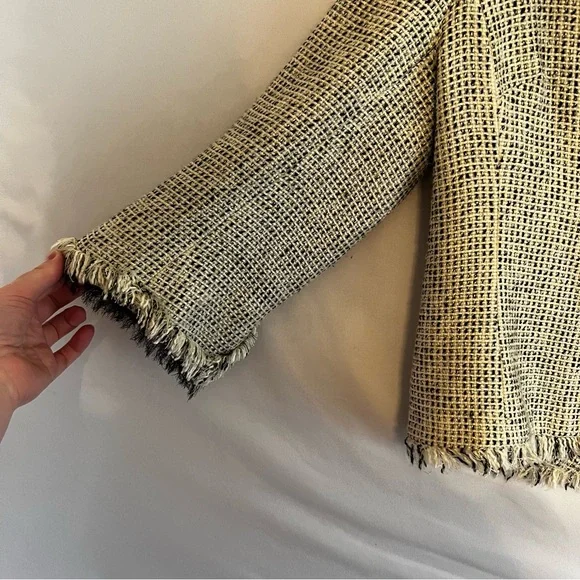 White House Black Market Tweed Blazer Black & White 3/4 Sleeve Career Wear Sz 12 - Picture 3 of 10